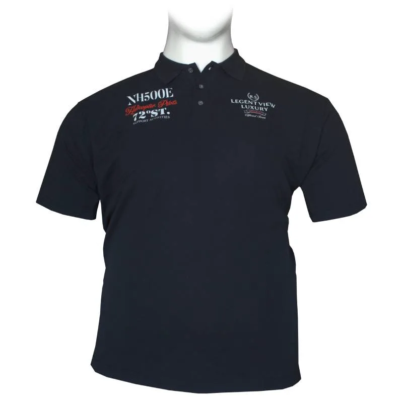 Polo pique βαμβακερό με μεταξοτυπία - Dark Blue