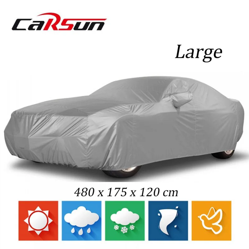 Carsun Κουκούλα Αυτοκινήτου 480x175x120cm Αδιάβροχη Large που Στερεώνεται με Λάστιχο