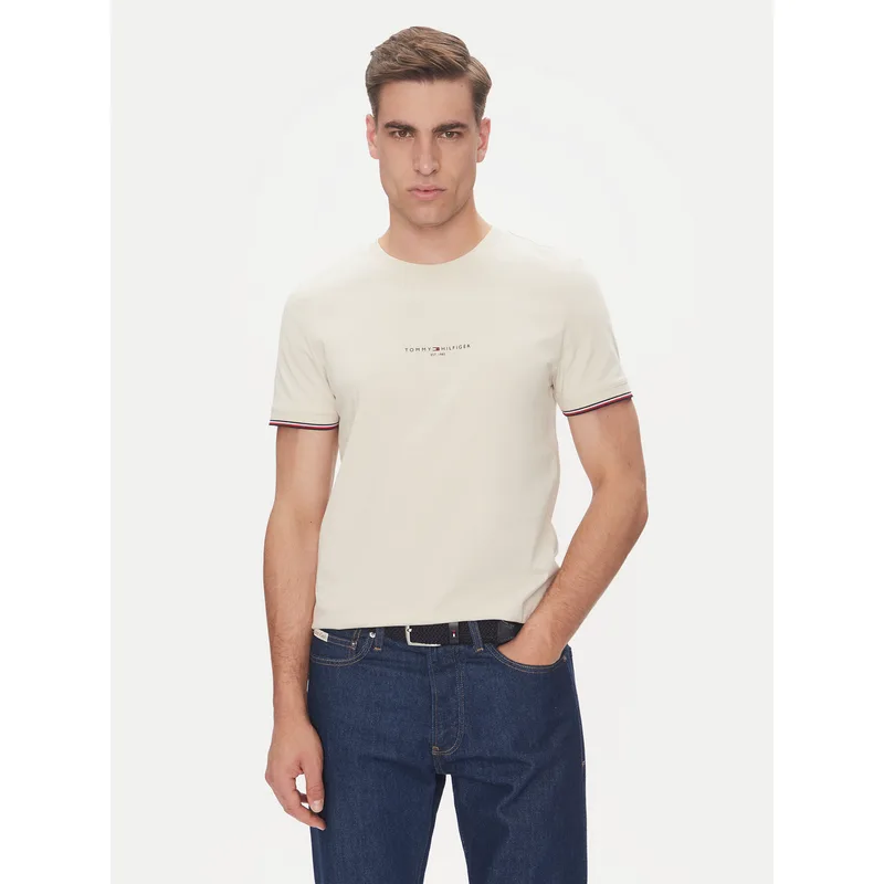 Tommy Hilfiger T-Shirt Logo MW0MW32584 Μπεζ Regular Fit