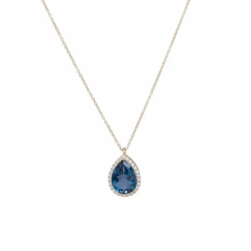 Κολιέ με ροζέτα δάκρυ Κ18 Topaz and Diamonds 048214 048214 Χρυσός 18 Καράτια
