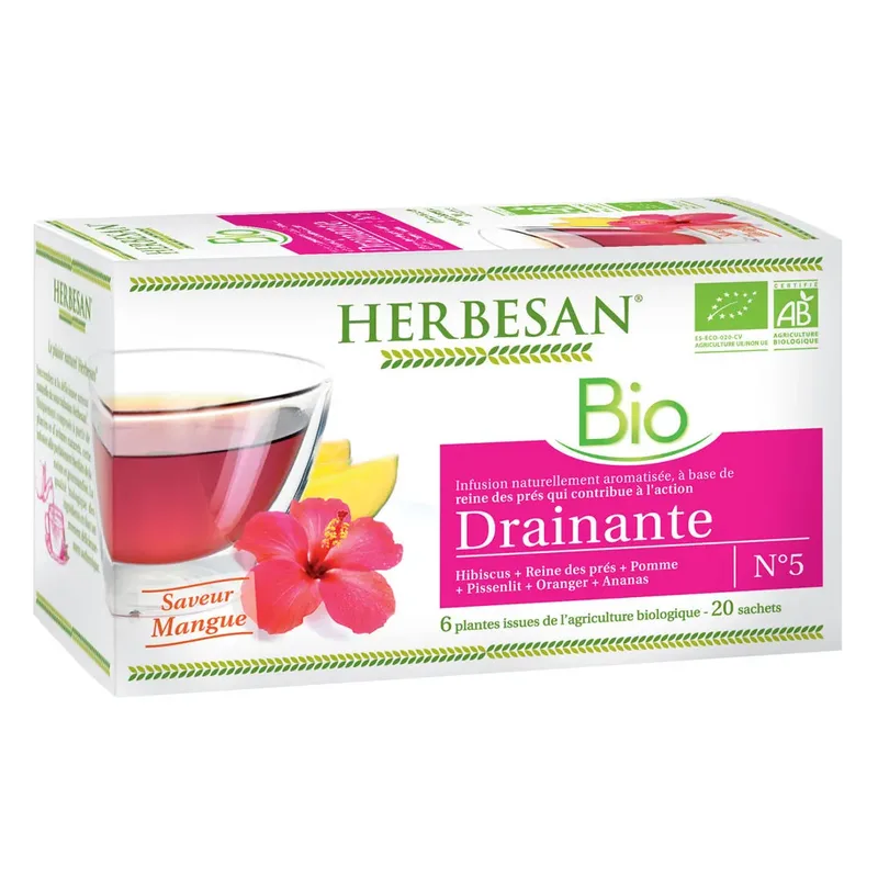 Herbesan Olmaria Mango Flavor Organic Draining Infusion 20 sachets