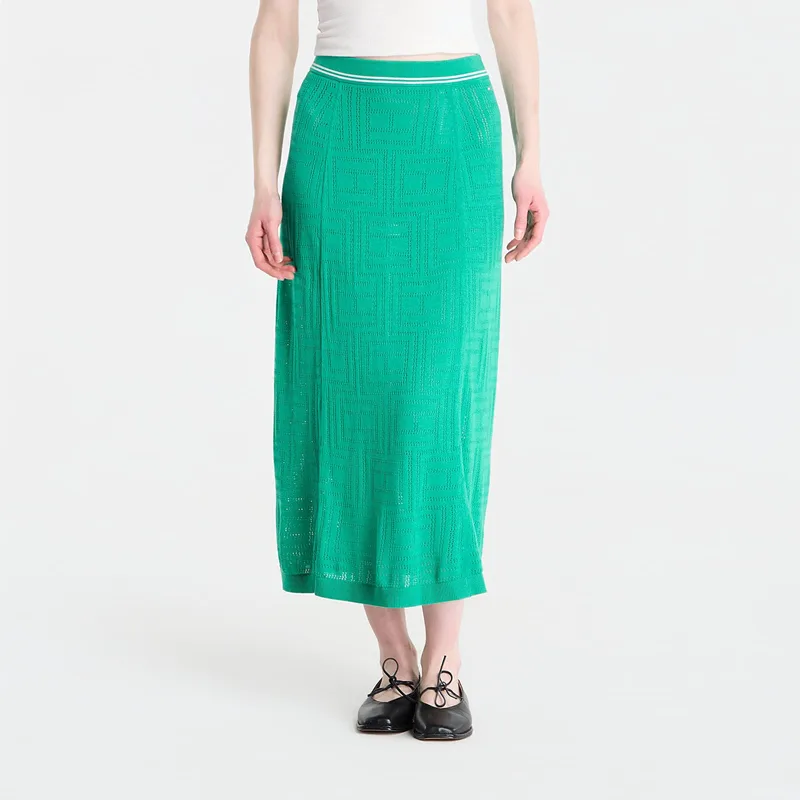 Φούστα Tommy Hilfiger Swimshop Viscose Silk Midi Skirt Jade Wink S