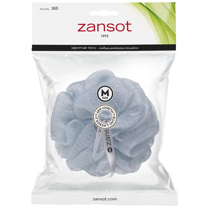 Zansot Mesh Sponge Medium Σφουγγάρι Τούλι για Αίσθηση Απαλότητας & Αναζωογόνησης 1 Τεμάχιο - Γκρί
