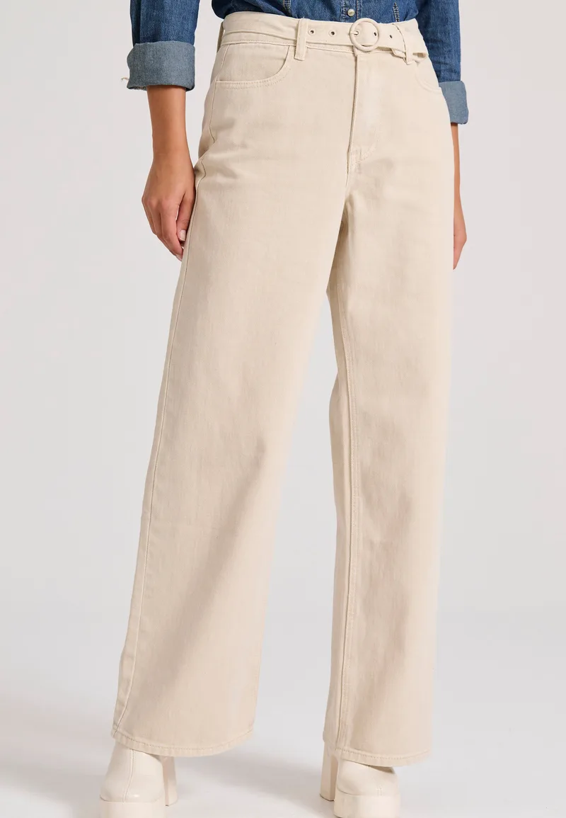 Straight fit garment dyed τζιν παντελόνι με ζώνη
