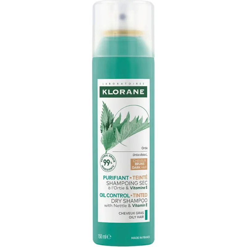 Klorane Nettle Oil Control Dry Shampoo for Dark Hair Ξηρό Σαμπουάν με Τσουκνίδα για Λιπαρά & Σκούρα Μαλλιά 150ml