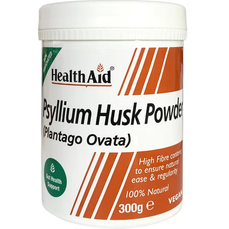 Health Aid Psyllium Husk Fibre Powder Συμπλήρωμα Διατροφής Σκόνης Φυτικών Ινών Φλοιού Ψυλλίου για τον Καθαρισμό του Εντέρου Κατά της Δυσκοιλιότητας 300g