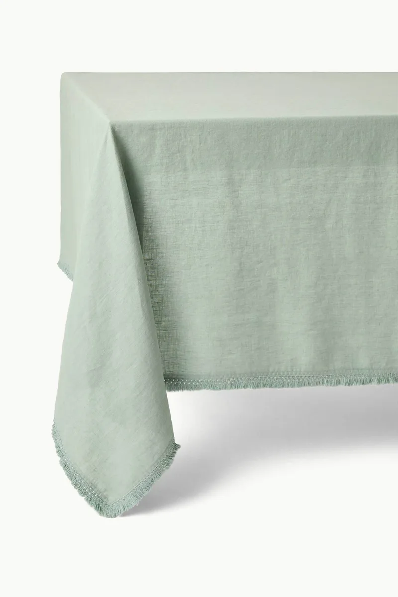 Coincasa λινό τραπεζομάντηλο με κρόσσια 140 x 250 cm - 006813445 Πράσινο Μέντας