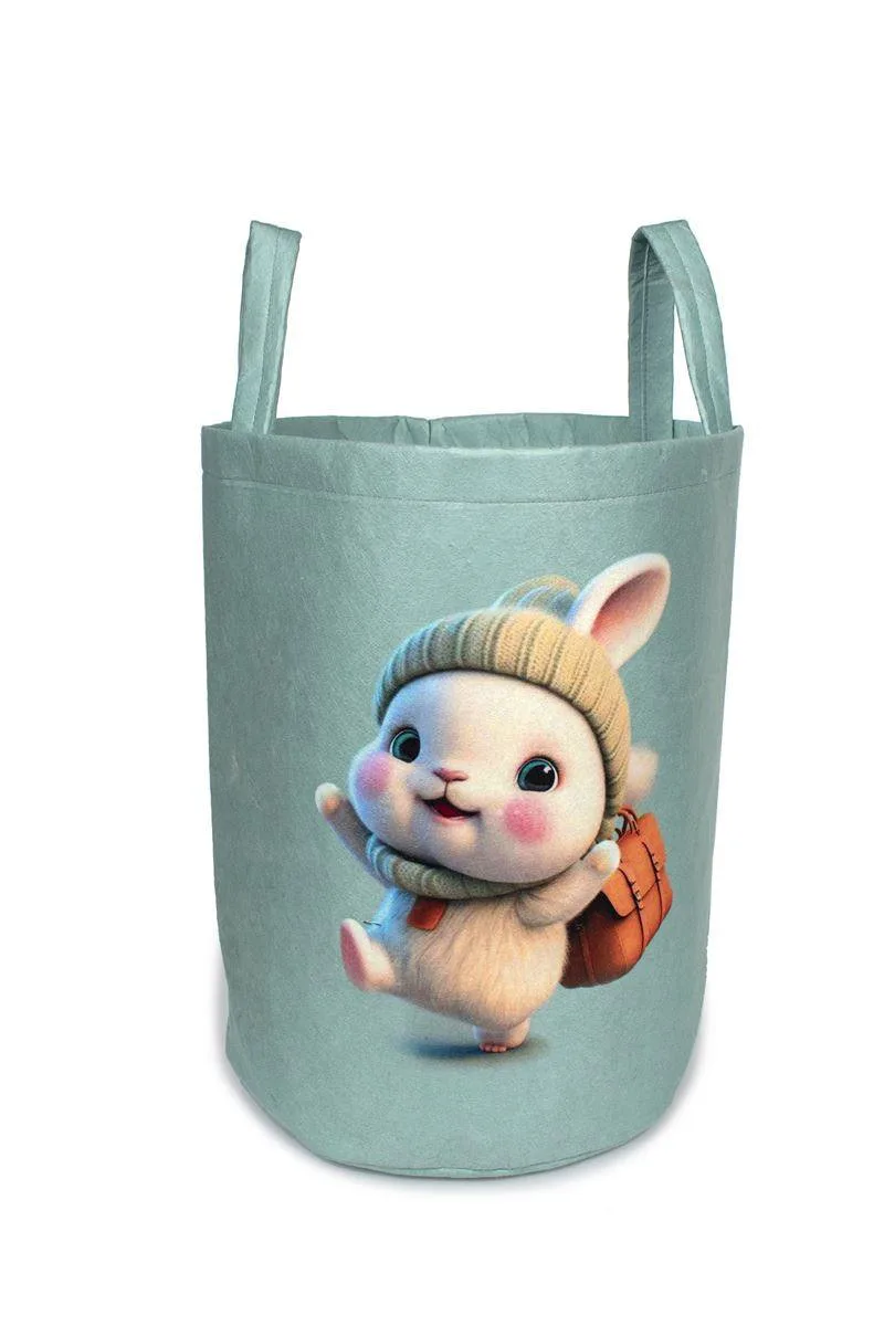 Παιδικό Καλάθι Αποθήκευσης Dimcol Happy Bunny 42 50x30x45 cm Βεραμάν Υφασμάτινο