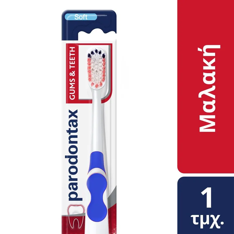 Parodontax Gums & Teeth Soft Toothbrush Οδοντόβουρτσα με Μαλακές Ίνες για Αποτελεσματικό Καθαρισμό & Προστασία των Ευαίσθητων Ούλων & Δοντιών 1 Τεμάχιο - Γαλάζιο