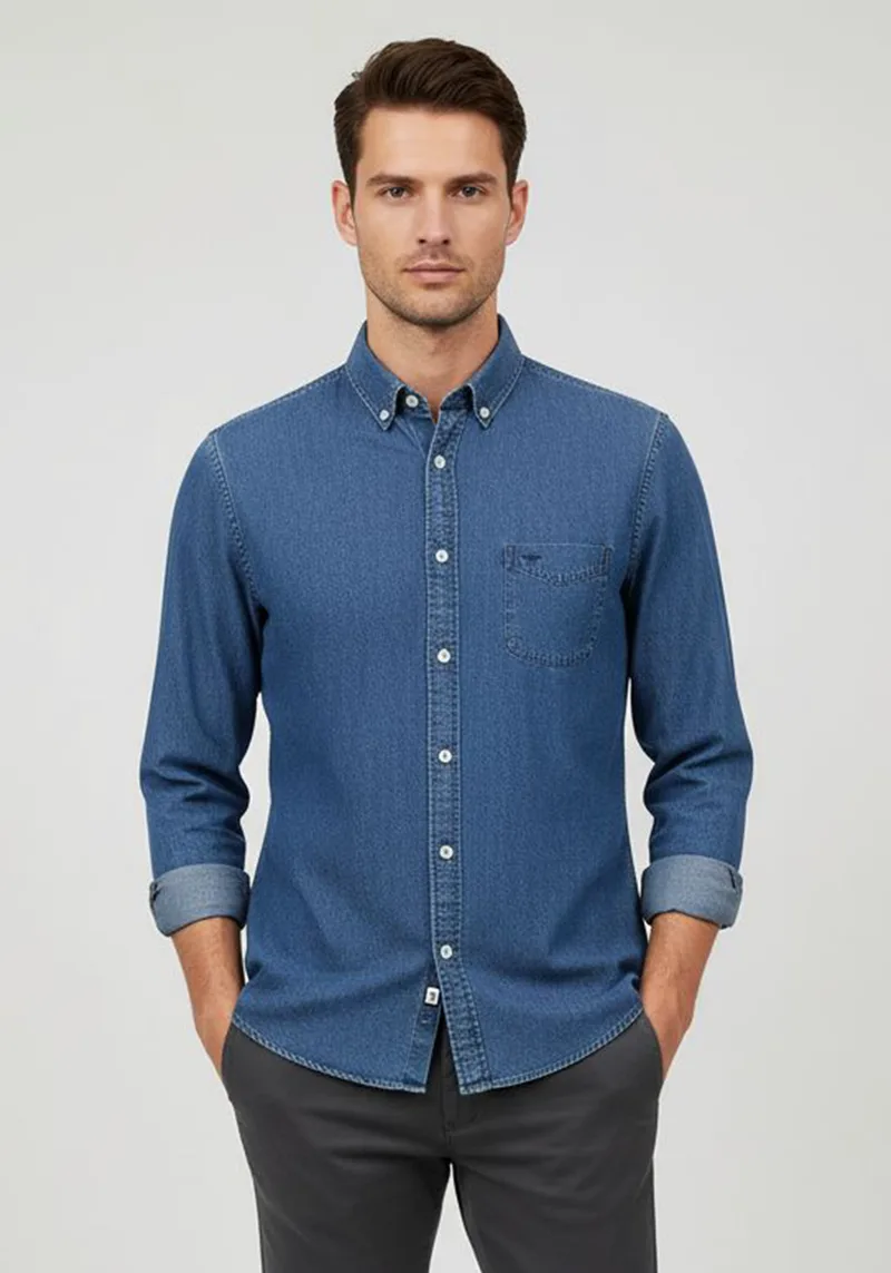 Fynch Hatton Πουκάμισο της σειράς Soft Denim - 1314 9010 603 Wave
