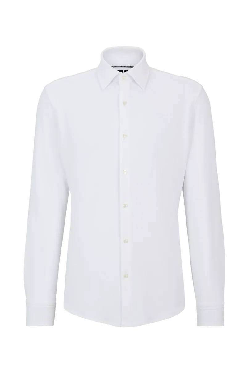 BOSS ΠΟΥΚΑΜΙΣΟ REGULAR FIT ΜΙΚΡΟΣΧΕΔΙΟ P-JOE-KENT-C1-222 ΛΕΥΚΟ