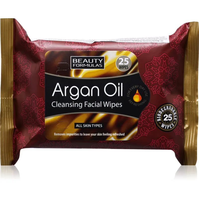 Beauty Formulas Argan Oil υγρά μαντηλάκια καθαρισμού 25 τμχ