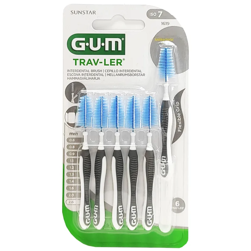Gum Trav-Ler 2.6mm - ISO 7 Code (1619) Μεσοδόντια Βουρτσάκια Σχεδιασμένα να Αφαιρούν Περισσότερη Πλάκα 6 Τεμάχια
