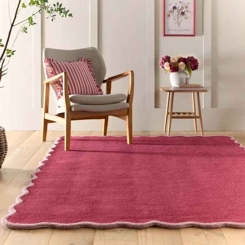 Scalloped Elsie Rug Coral/Lilac