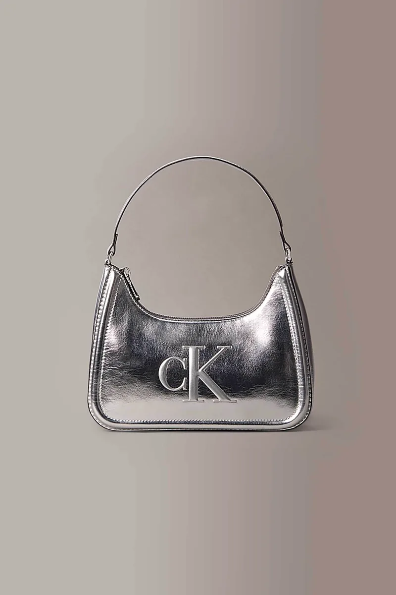 Calvin Klein Jeans γυναικεία τσάντα ώμου με ανάγλυφο λογότυπο - LV04F3332G Ασημί