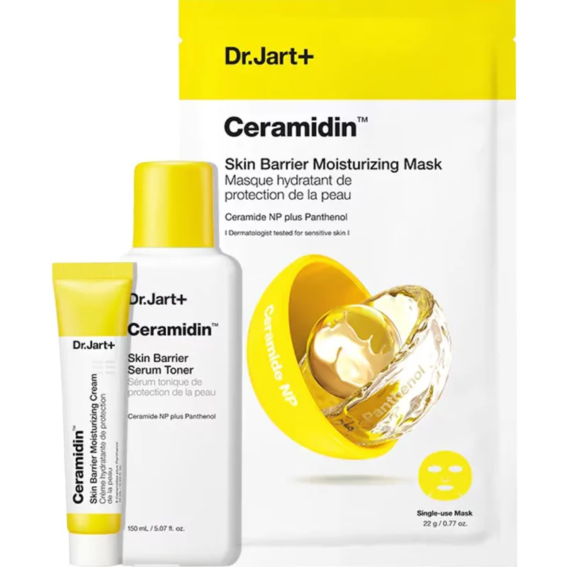Dr.Jart+ Promo Ceramidin Skin Barrier Serum Toner 15ml & Skin Barrier Cream 7ml & Skin Barrier Moisturuzing Mask for Dry Skin 22g