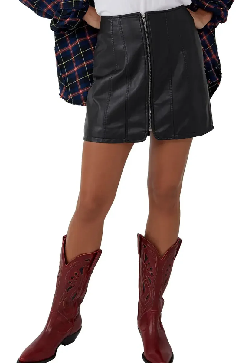 Φούστα Free People Layla Vegan Mini OB1542699-0010 Γυναικείο