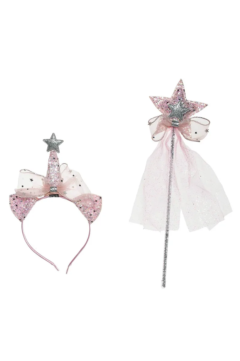 Alouette παιδικό σετ στέκα μαλλιών και ραβδάκι με glitter (2 τεμάχια) - 00032100 Ροζ Ανοιχτό