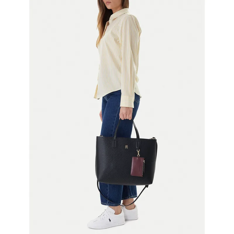 Τσάντα Tommy Hilfiger Th Icon Satchel Mono AW0AW18123 Σκούρο μπλε