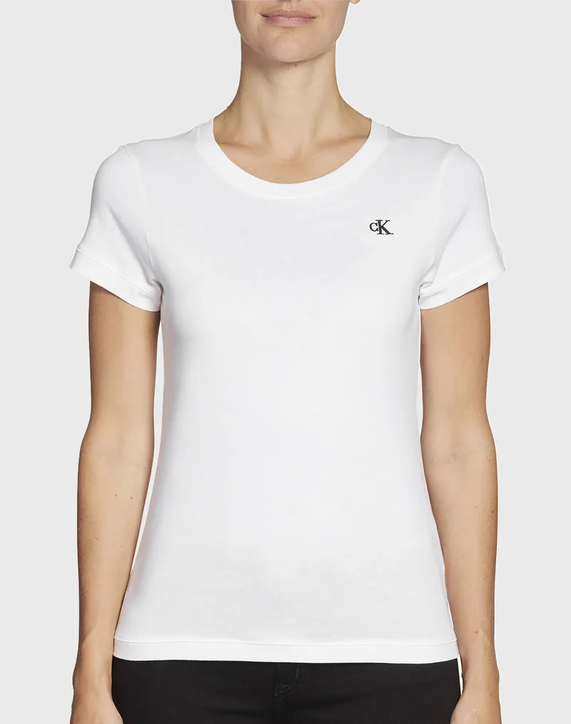 CALVIN KLEIN JEANS CK EMBROIDERY SLIM TEE J20J212883-YAF White