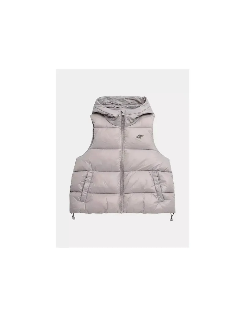 4F Κοντό Γυναικείο Αμάνικο Puffer Μπουφάν Μπεζ 4FSS23TDJAF092-82S