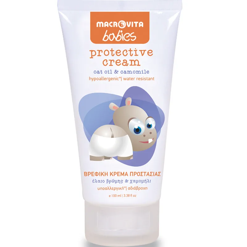 Macrovita Babies Protective Cream Βρεφική Κρέμα Προστασίας με Έλαιο Βρώμης & Χαμομήλι από 0-36 Μηνών 100ml