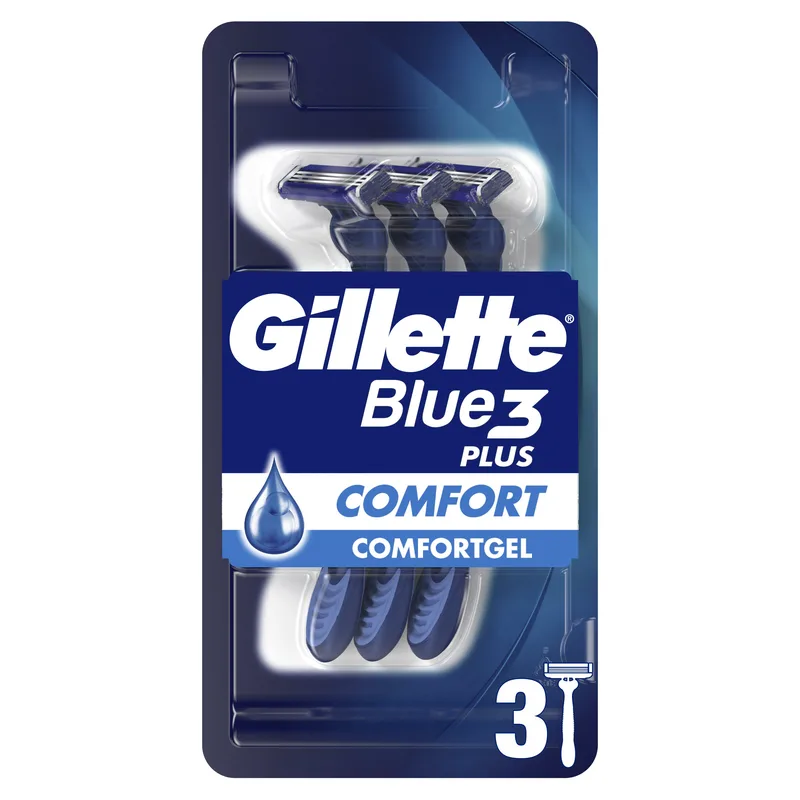 Gillette Blue3 Plus Comfort Disposable Razors Ανδρικά Ξυραφάκια με 3 Λεπίδες για Βαθύ & Απαλό Ξύρισμα 3 Τεμάχια