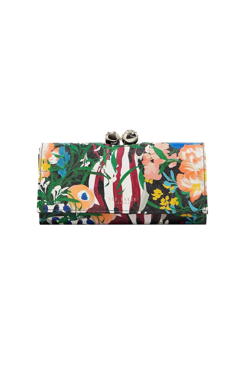 Ted Baker γυναικείo δερμάτινο πορτοφόλι "Bouanne Bouquet" - 284106 Μαύρο - Πολύχρωμο