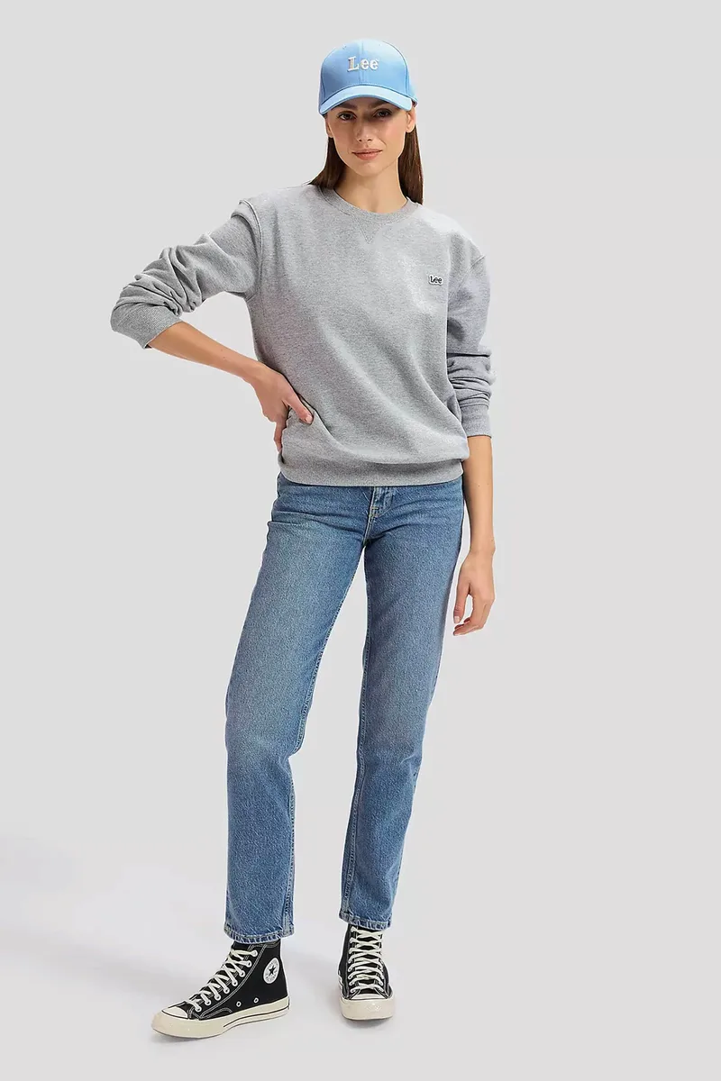 Lee® γυναικείο τζιν παντελόνι cropped πεντάτσεπο Regular Straight Fit "Carol" - 112354457 Denim Blue