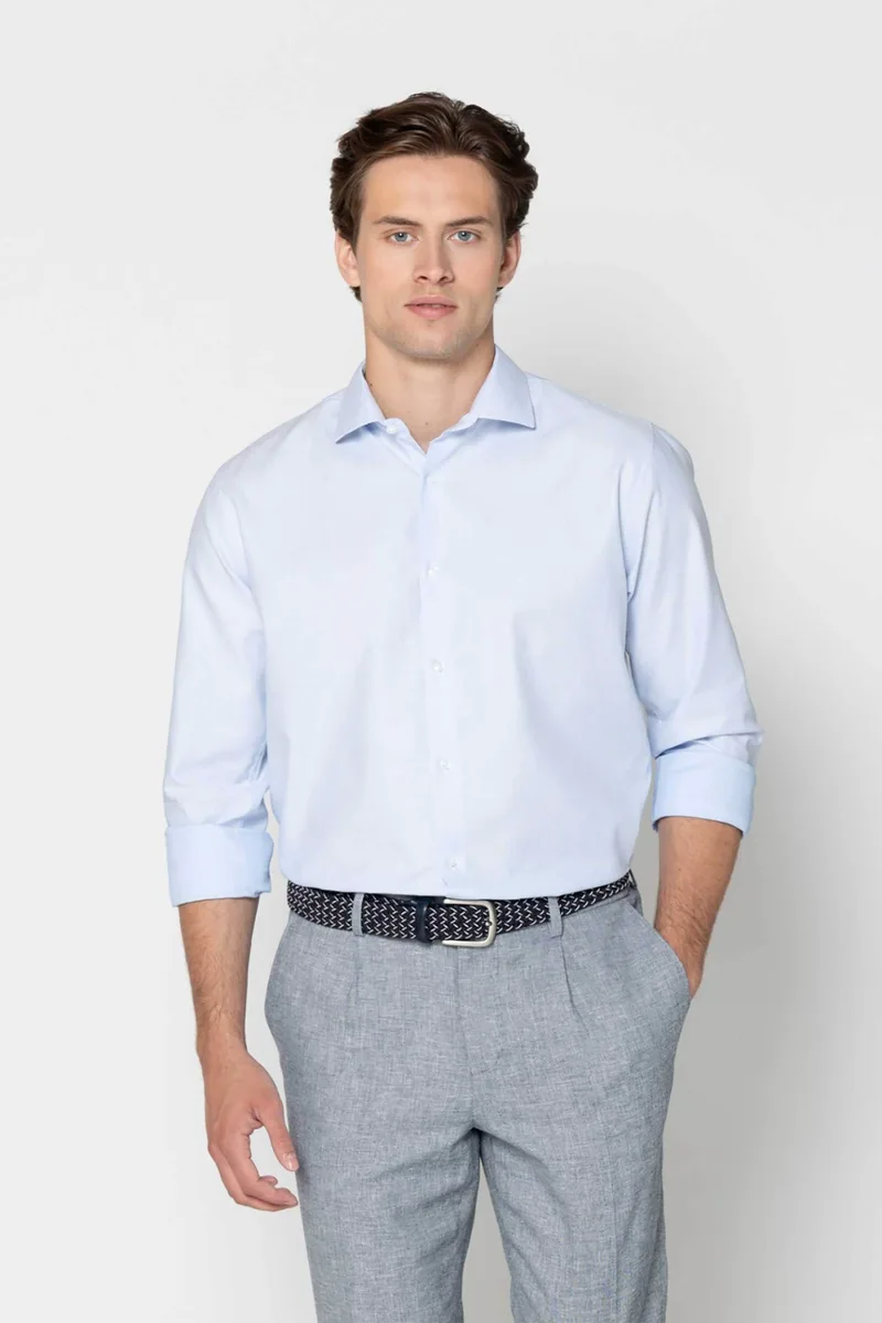 The Bostonians ανδρικό πουκάμισο με μικροσχέδιο Custom Fit "Dobby" - ANP2462 Μπλε Ανοιχτό