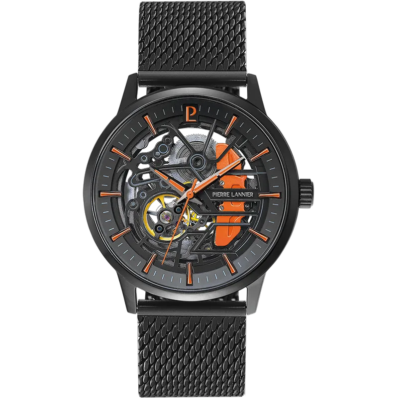PIERRE LANNIER Paddock Skeleton Automatic - 345A499 Black case with Stainless Steel Bracelet