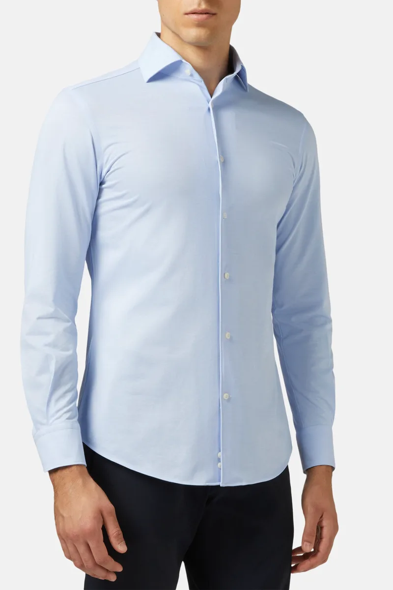 Boggi Milano ανδρικό πουκάμισο μονόχρωμο Regular Fit - BO21C004102 Σιελ