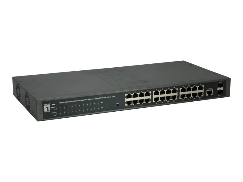 LevelOne Switch 24x GE GEP-2652 2xGSFP 19" 370W 24xPoE+