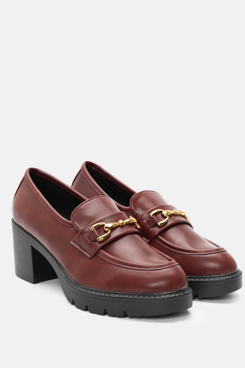 Γόβες Loafers με Διακοσμητική Αγκράφα - Μπορντό