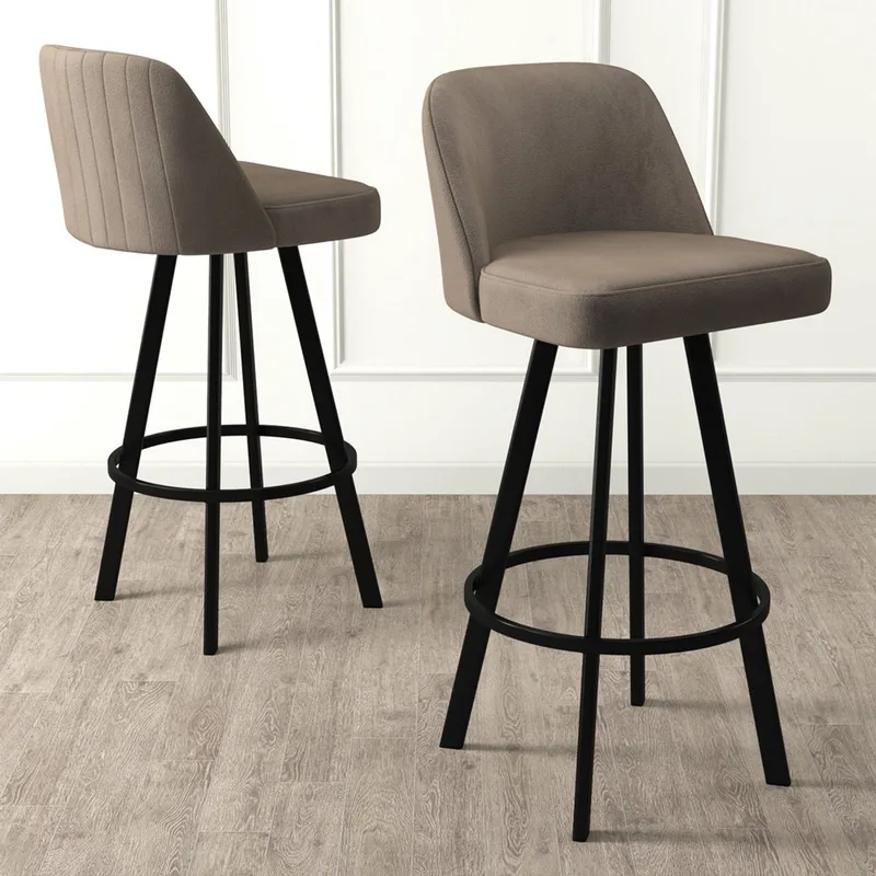 Σετ Σκαμπό Μπαρ (4 Τμχ) Atex - Cappuccino, Black 240Chr1881 (44x105x42 cm)