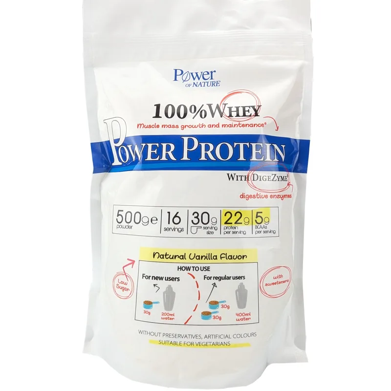 Power Health 100% Whey Power Protein Συμπλήρωμα Διατροφής Πρωτεΐνης Ορού Γάλακτος για Αύξηση & Διατήρηση Μυϊκής Μάζας με Γεύση Βανίλια 500g