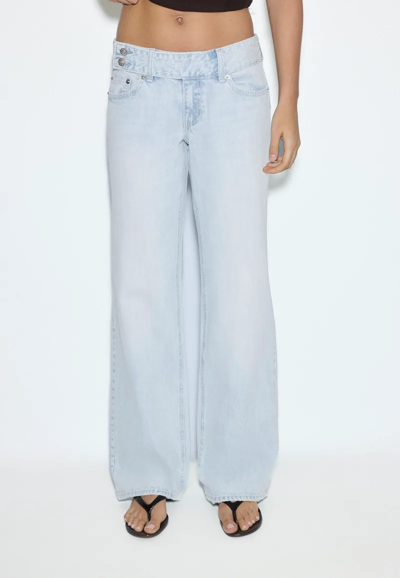 Stradivarius Τζιν Low Waist Straight Με Μέση Martillo Μπλε Ντένιμ 34