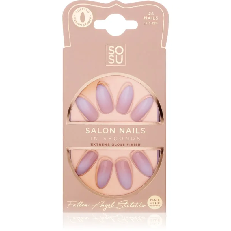 SOSU Cosmetics Salon Nails Ψεύτικα νύχια απόχρωση Fallen Angel 24 τμχ