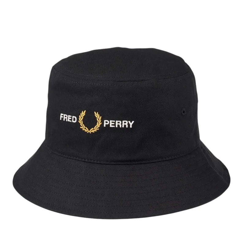 Fred Perry Καπέλο Embroidered Bucket Cap HW9666-220 Μαύρο
