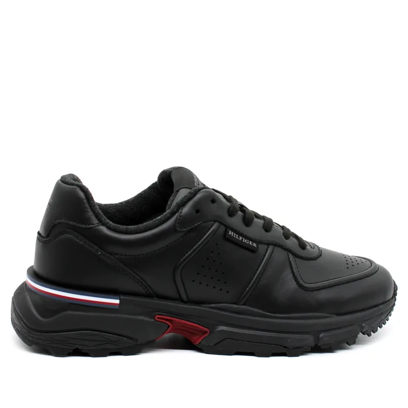 Ανδρικά Δερμάτινα Runner Sneakers Μαύρα Tommy Hilfiger FM0FM05277-BDS