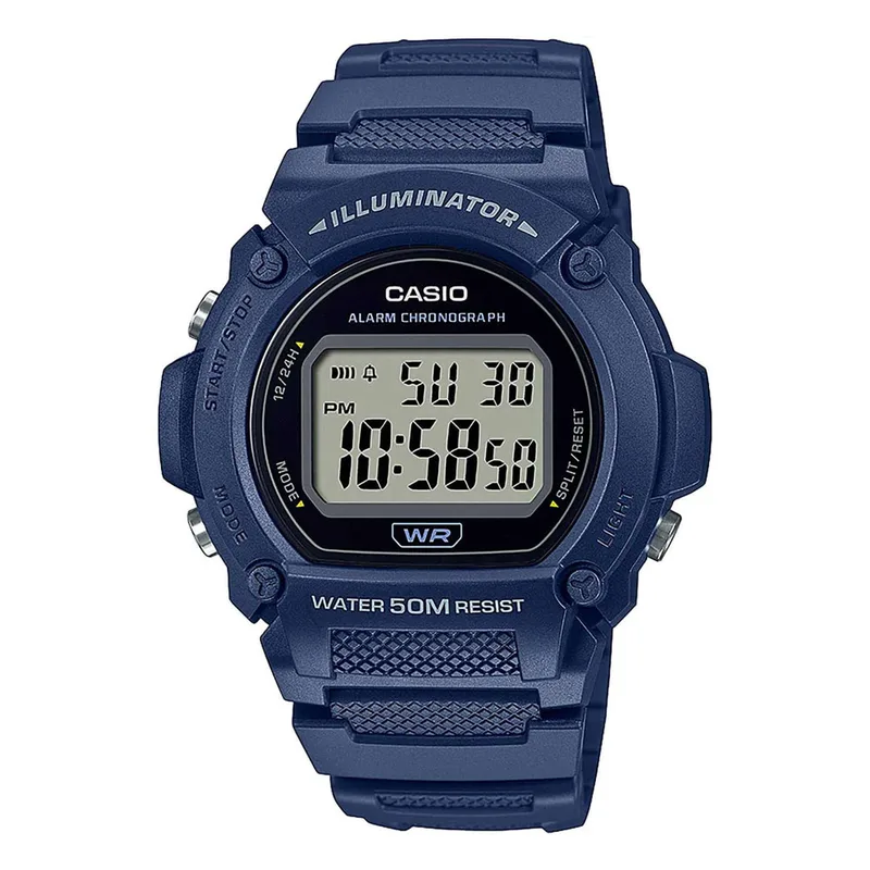 CASIO Collection Blue Rubber Strap W-219H-2AVEF