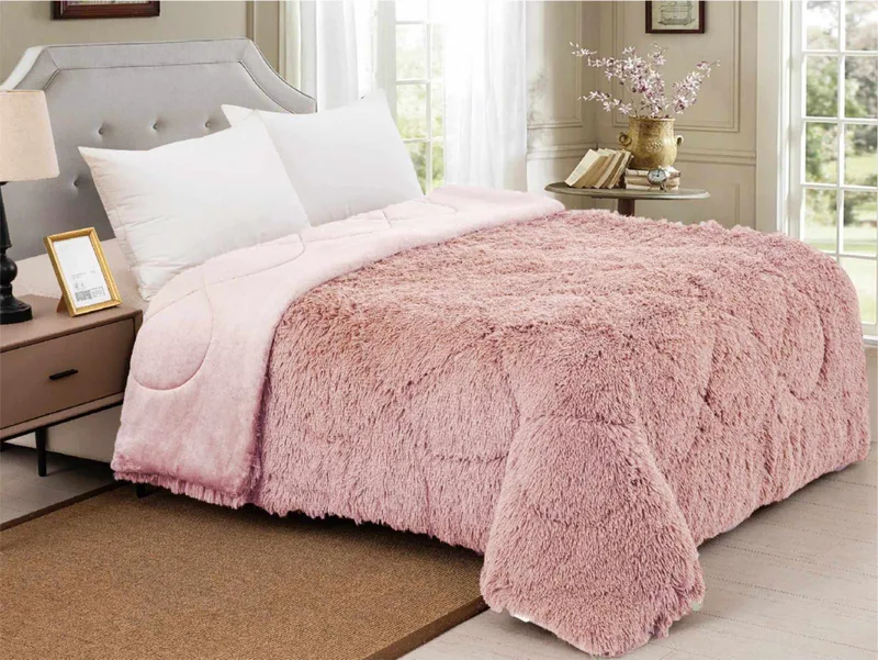 ΚΟΥΒΕΡΤΟΠΑΠΛΩΜΑ ΓΟΥΝΙΝΟ HAIRY DUSTY PINK ΜΟΝΟ 160X210 LINEAHOME