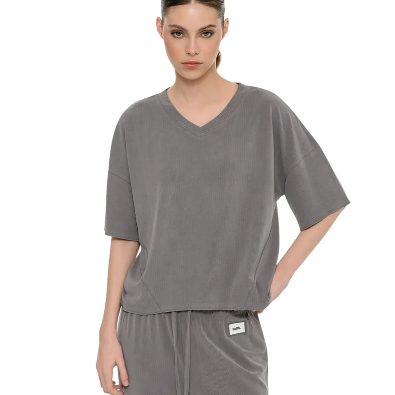Body Talk W Rib Styles T-Shirt SS Steel (1261-903628-00509)