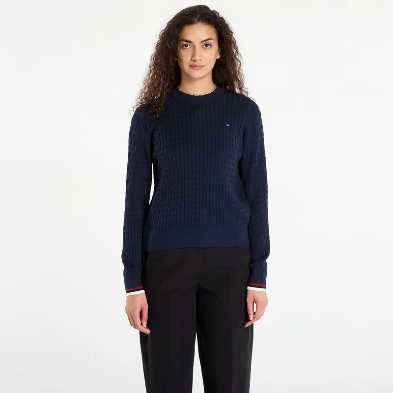 Πουλόβερ Tommy Hilfiger Co Cable Fine Gg C-Nk Ls Sweater Dark Night Navy L