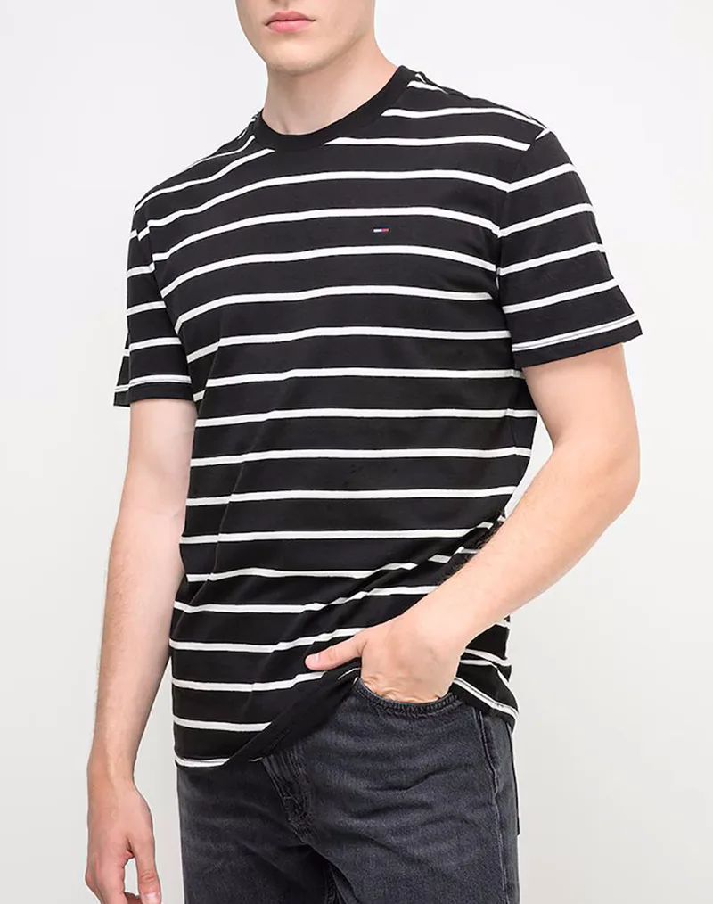 TOMMY JEANS TJM REG STRIPE SS TEE EXT DM0DM22544-BDS Black