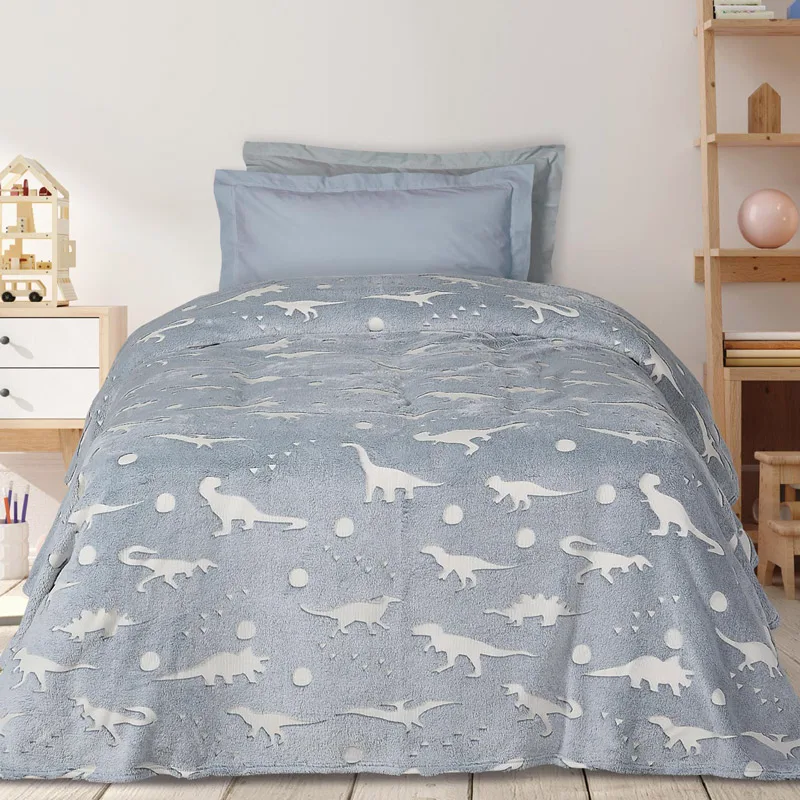 Φωσφοριζέ Κουβέρτα Fleece Μονή 160x220 Das Home 4900 Grey 160x220