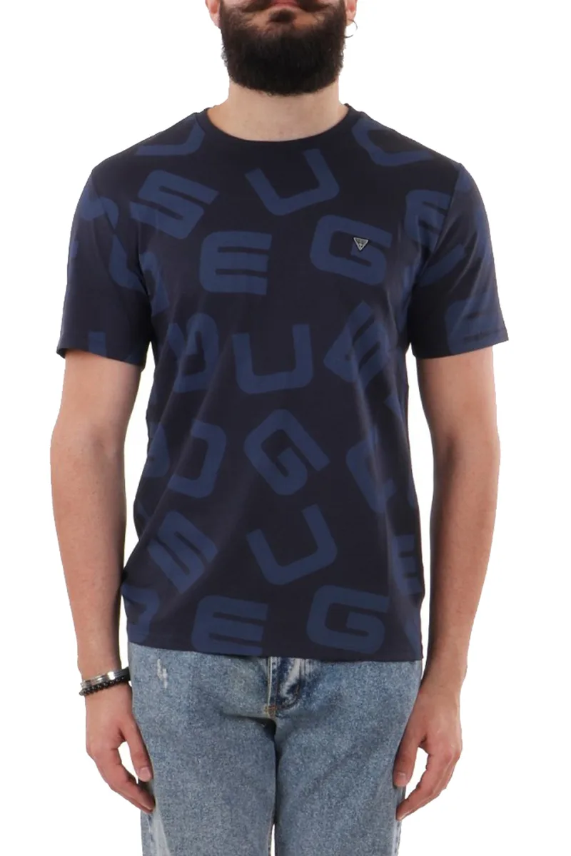 Μπλούζα Κοντομάνικη Guess Allover Logo M0YI84I3Z00-BLUE ALLOVER G Ανδρικό