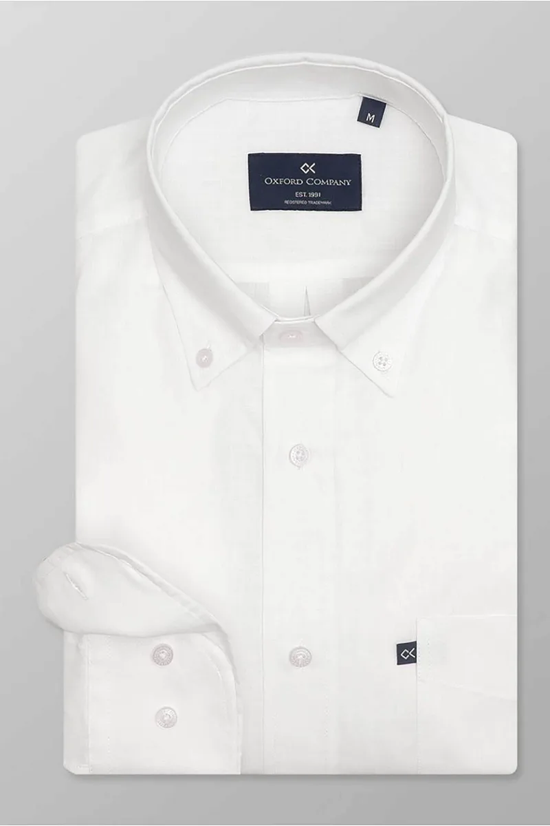 Oxford Company ανδρικό sport πουκάμισο button down μονόχρωμο Regular Fit - F110-BZ10.01 Λευκό