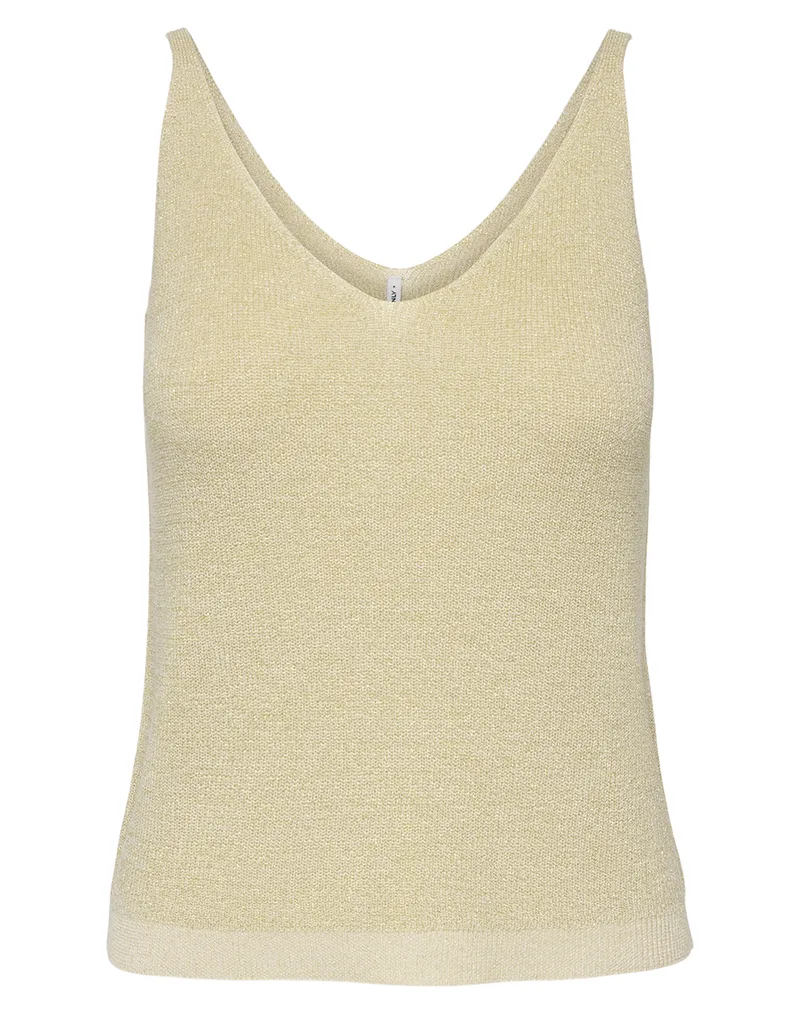 ONLY ONLSHINA SL GLITTER TOP KNT 15322379-BirchDetail:Gold Glitter Biege