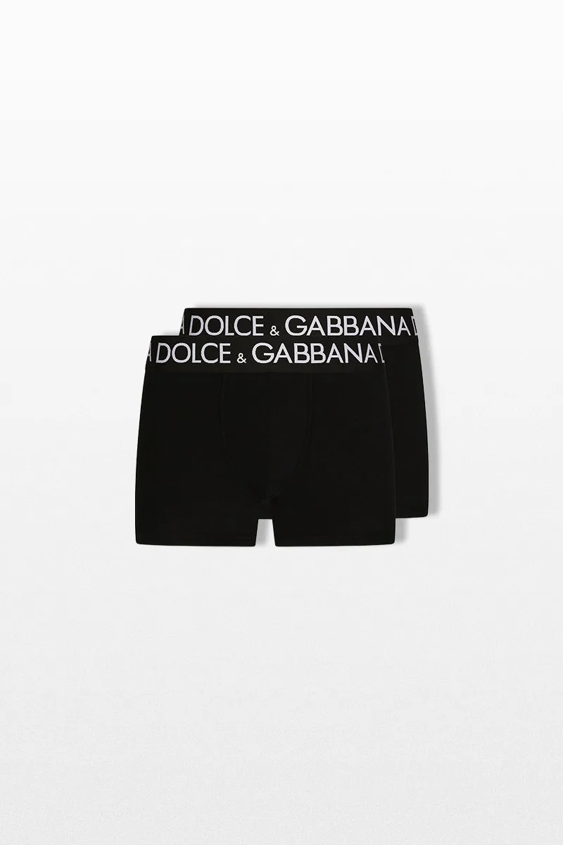 DOLCE&GABBANA Ανδρικό Μαύρο Two-Pack Cotton Jersey Boxers